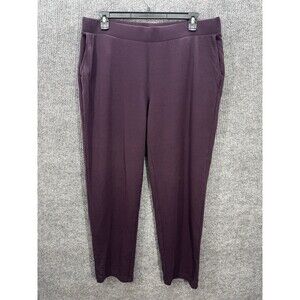 J Jill Pure Jill Affinity French Terry Pants Sz 2X Purple Slim Leg Pull On Pima